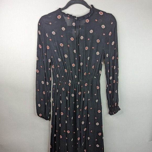 Amuse Society S Bel Air Printed Crinkle Woven Black Boho Maxi Dress - Picture 7 of 11